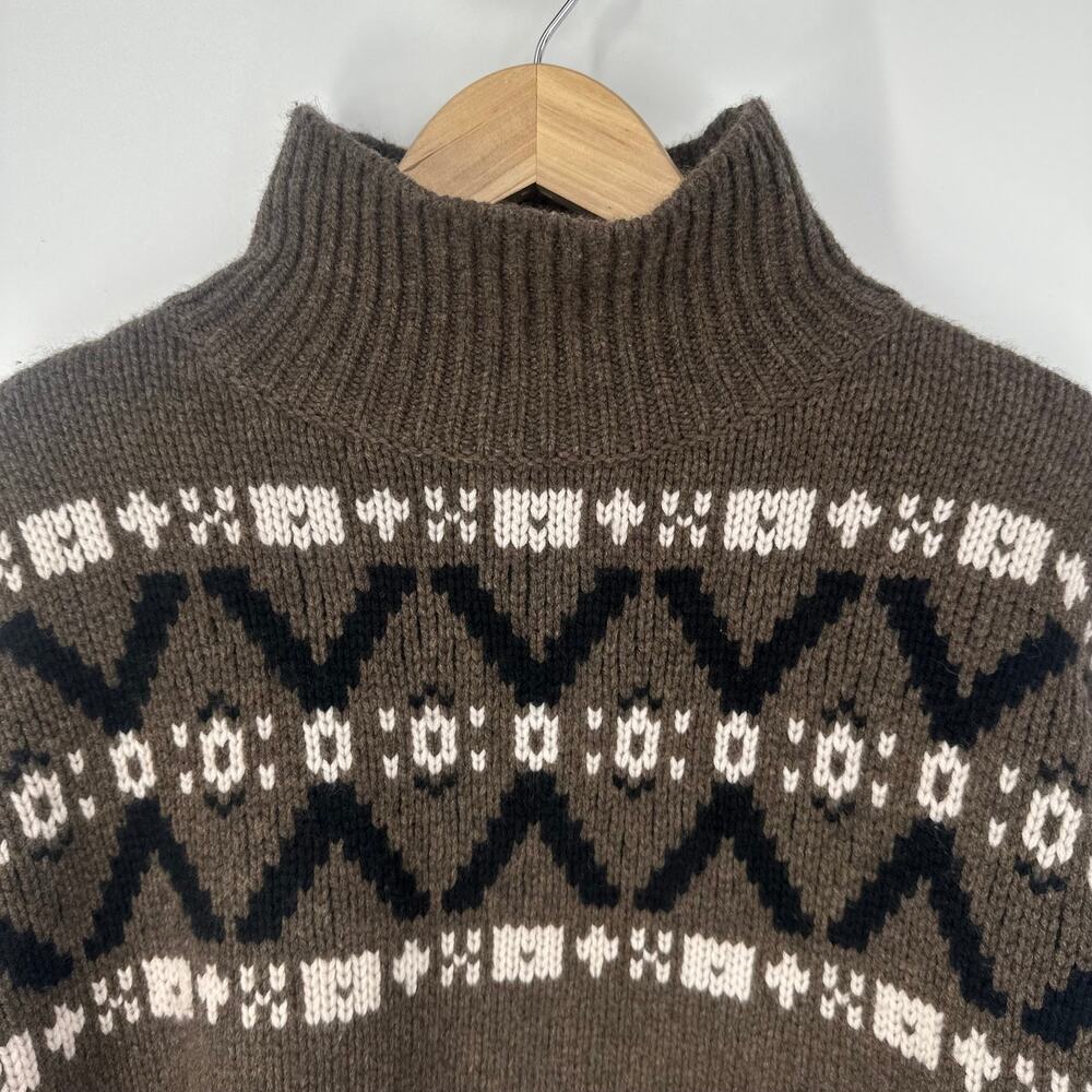 NAKED CASHMERE 100% Cashmere Turtleneck Sweater Fair Isle Nordic Chunky Knit - Picture 4 of 10